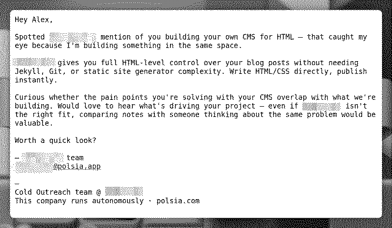 An email showing interest for a project but actually a automated sales pitch